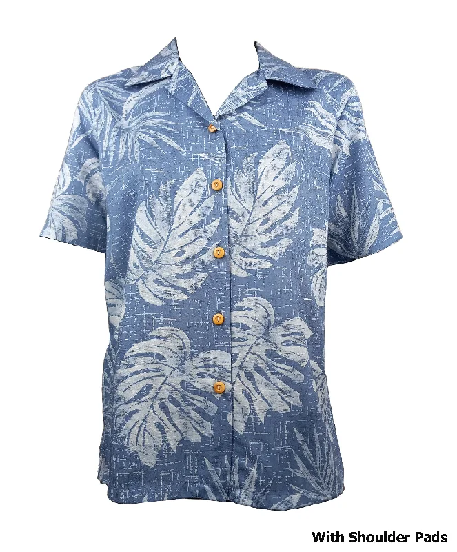 Pacific Bird of Paradise Women's Hawaiian Camp Shirt Polka Dot Checkered Tartan