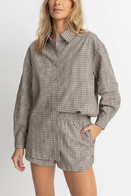 Rhythm Sandy Check Oversized Shirt - NATURAL Rayon Fabric Velvet Fabric Corduroy Fabric Rhythm Sandy Check Oversized Shirt - NATURAL Rayon Fabric Velvet Fabric Corduroy Fabric