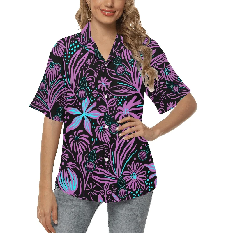 USAF AMMO Purple Teal Neon Flowers Pisspots AMMO Logo Womens Hawaiian Shirt Mesh Fabric Canvas Fabric Denim Fabric USAF AMMO Purple Teal Neon Flowers Pisspots AMMO Logo Womens Hawaiian Shirt Mesh Fabric Canvas Fabric Denim Fabric