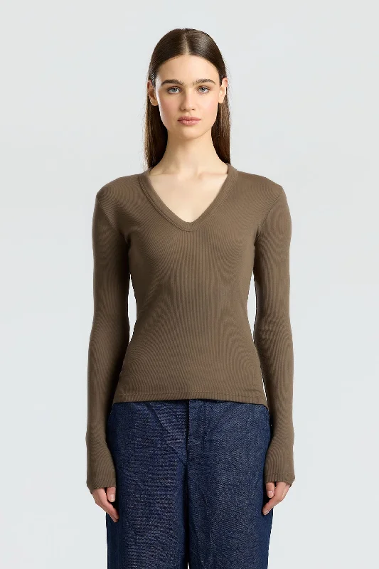 Verona U-Neck Shirt Lace Blend Ribbed Blend Corduroy Blend