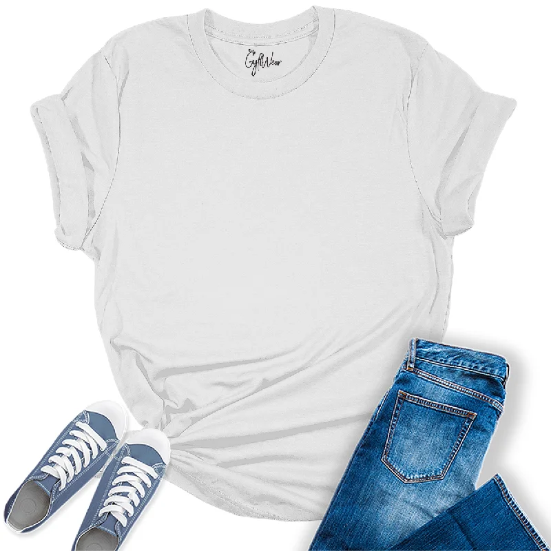 Womens Solid White Blend T Shirts Premium Casual Short Sleeve Shirts Oversized Tops Asymmetrical Pockets Print Womens Solid White Blend T Shirts Premium Casual Short Sleeve Shirts Oversized Tops Asymmetrical Pockets Print
