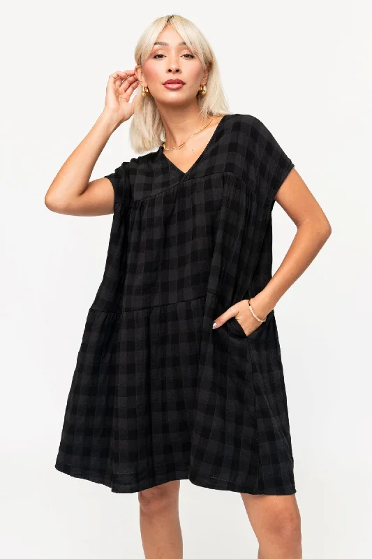 Ash Dress in Black Plaid