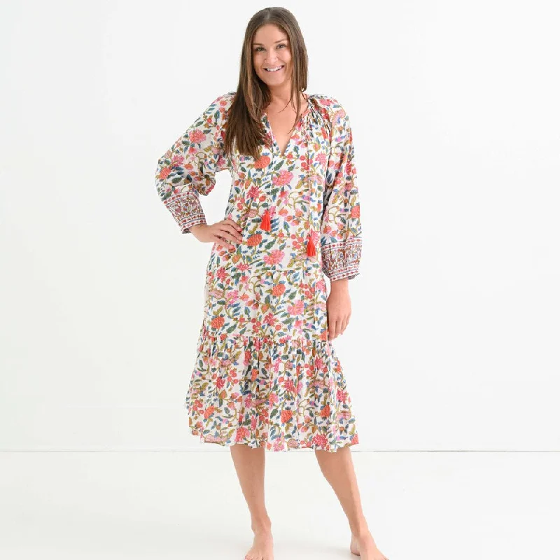 Cabana Garden Belted Tiered Prairie Dress