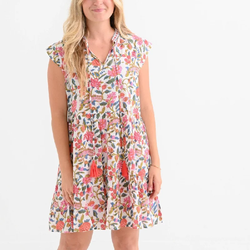 Cabana Garden Cap Sleeve Flounce Dress