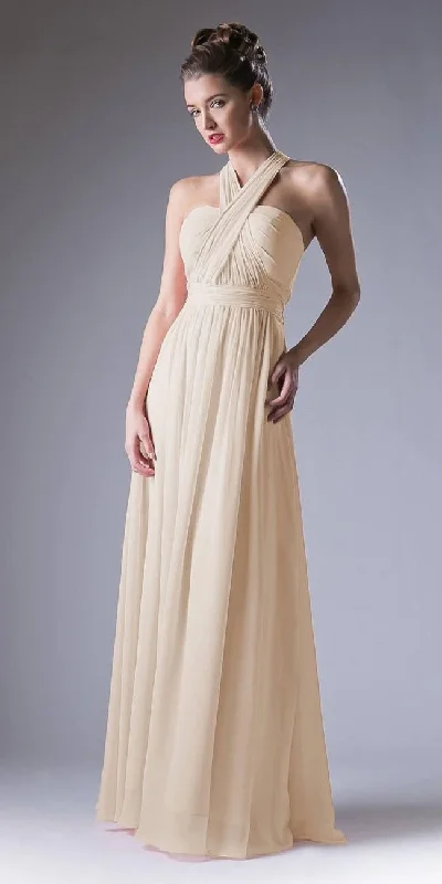Champagne Chiffon Sheath Dress-FINAL SALE-NOT ELIGIBLE FOR EXCHANGE OR REFUND