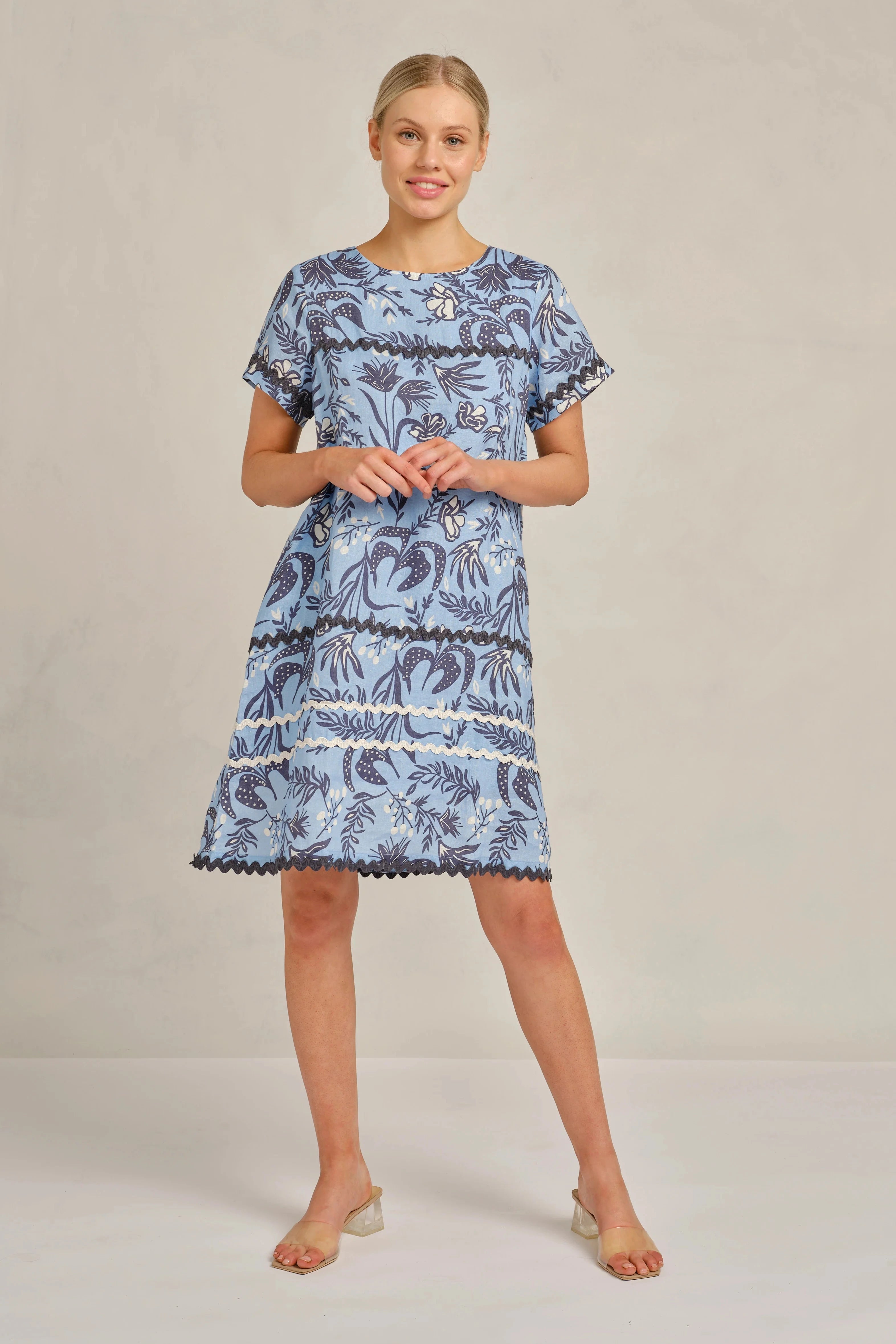 Claudette Wave Dress Paradise Cornflower