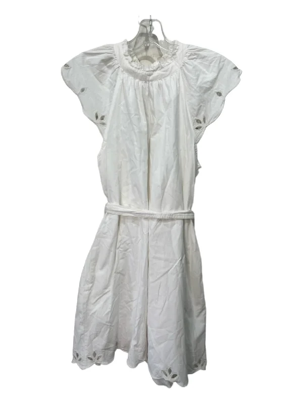 Cleobella Size XS White Cotton Belted Crochet Lace Tie Detail Dress