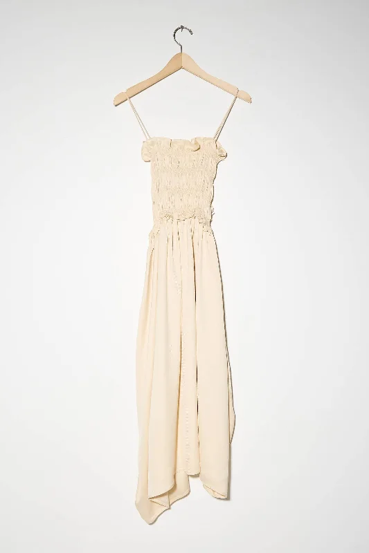 Viscose Gathered Dress in Shell
