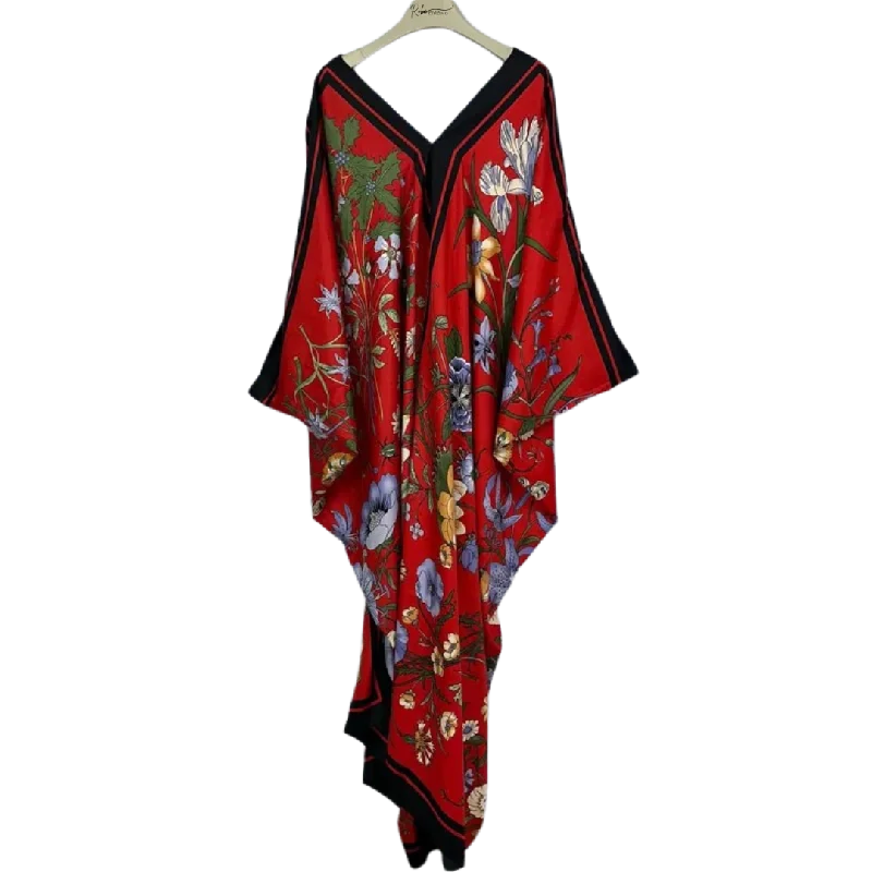 Crimson Garden Kaftan Dress