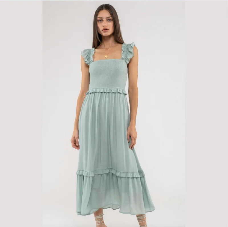 Flutter Sleeve Smocked Dress