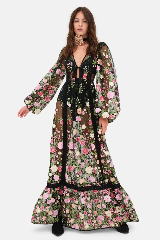 Luna Maxi Dress Black Fashionable High-Waist Maxi Dress