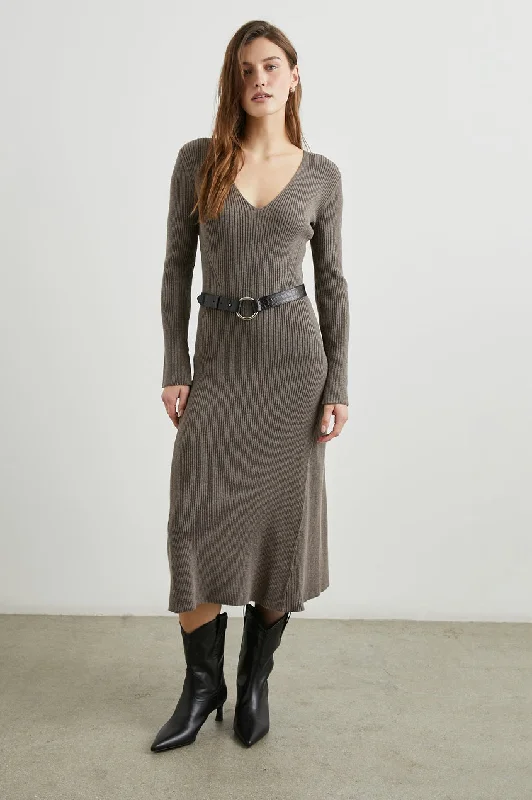Hazelnut Ribbed Knit Arlette Dress