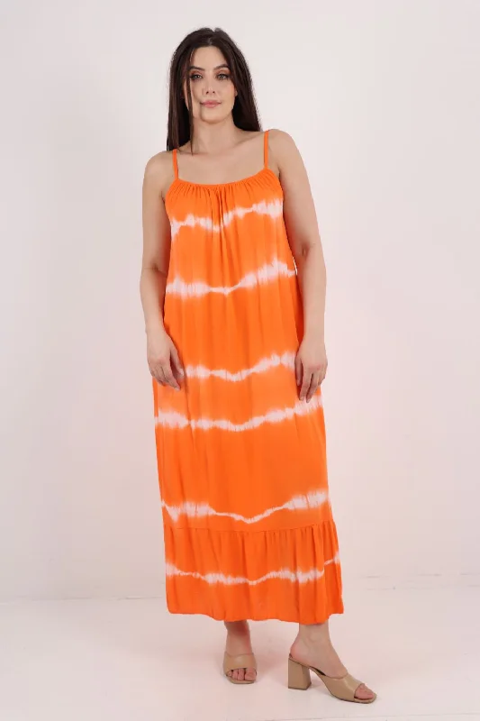 Italian Tie Dye Print Pocketed Sun Dress