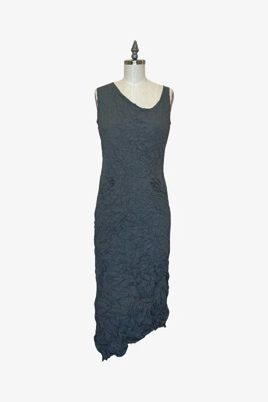 Moth Long Asymmetrical Dress | Steel