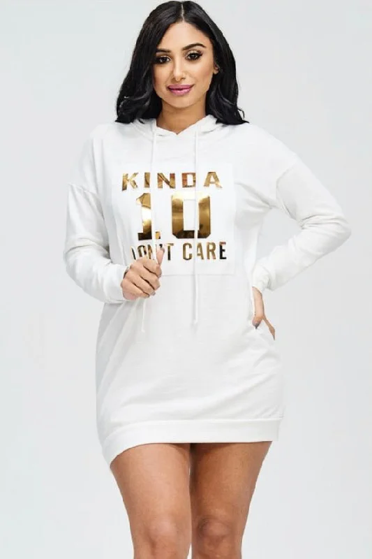 Plus Size Hoodie Dress in White
