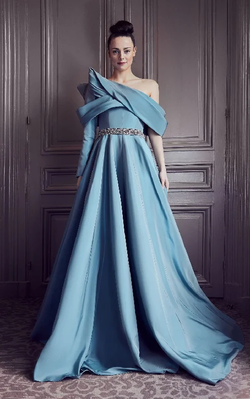 One sleeve beaded waistline cloche dress