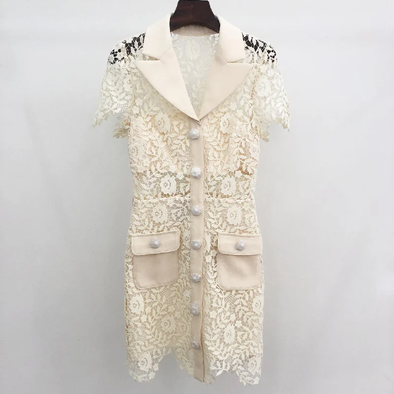 Palma Waist slim embroidered lace dress