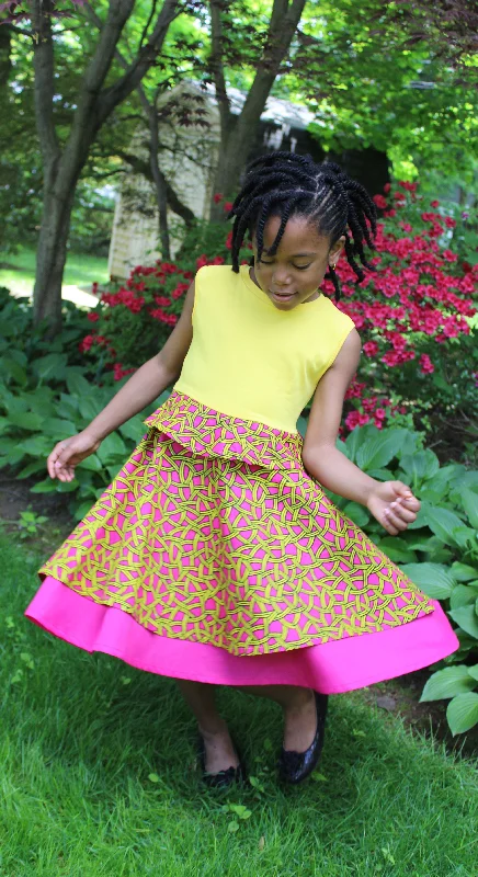 Pink African Print Girl Dress