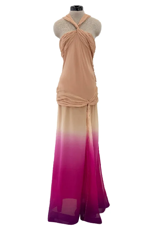 Prettiest Spring 2006 Christian Dior by John Galliano Pink Ombre Silk Chiffon Dress