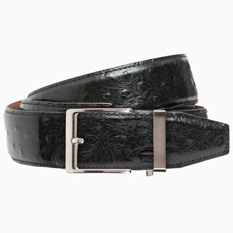 Ostrich Black Dress Ratchet Belt 1.575" Strap [40mm]