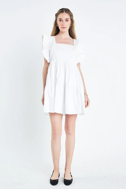 English Factory - Ruffled Dress with Smocking Detail