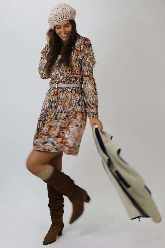 SELAH RUFFLE AUTUMN GLAZED NAVAHO DRESS