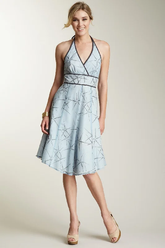 Silk/Cotton Binded Halter Dress - Blue Star