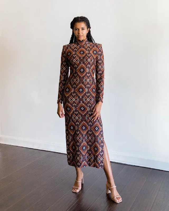Smythe Side Slit Dress in Copper Medallion