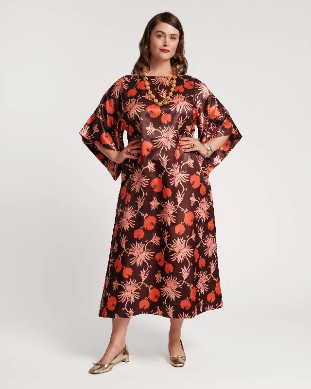Spinnaker Satin Maxi Dress Fantasia Print Fashionable Sheer Maxi Dress