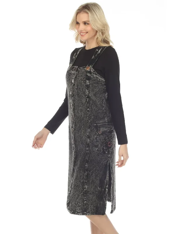 Stone Washed Cargo Overall Dress