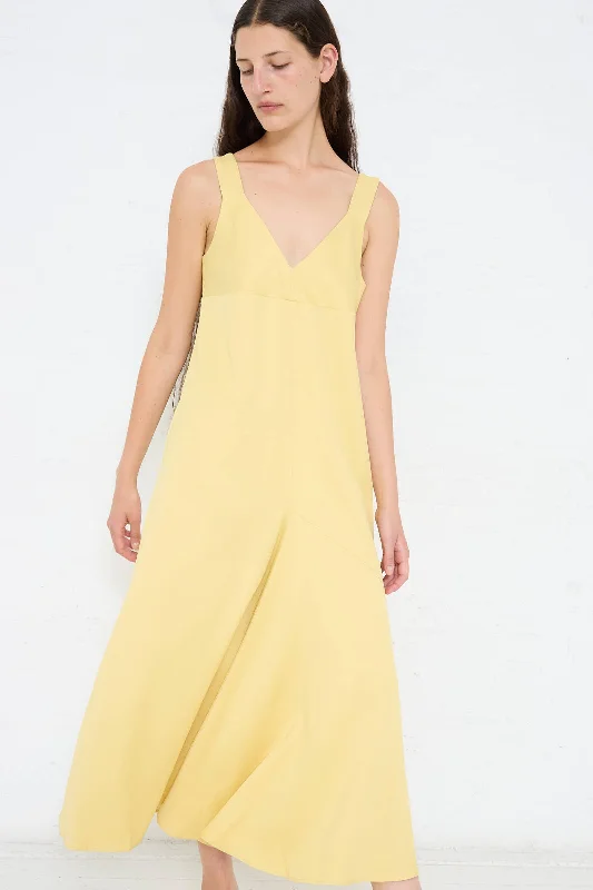 Crepe Wylie Asymmetric Slip Dress in Butter