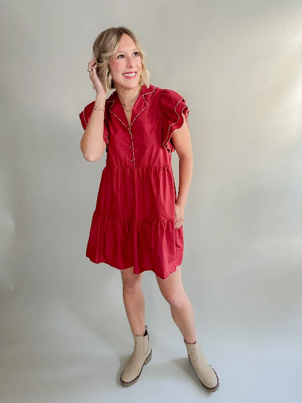 The Sanford Scalloped Dress (Brick)
