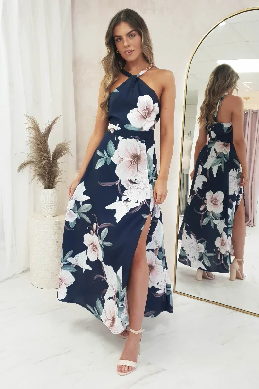 Vita Floral Maxi Dress | Navy Print Fashionable Printed Maxi Dress