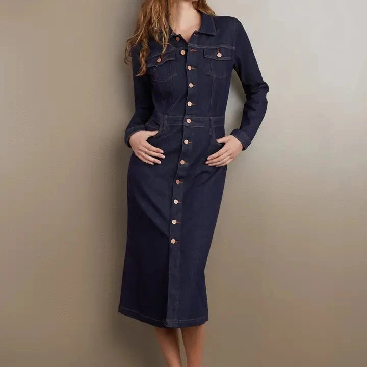 Washlab - Long Dark Denim Dress - Raw Denim
