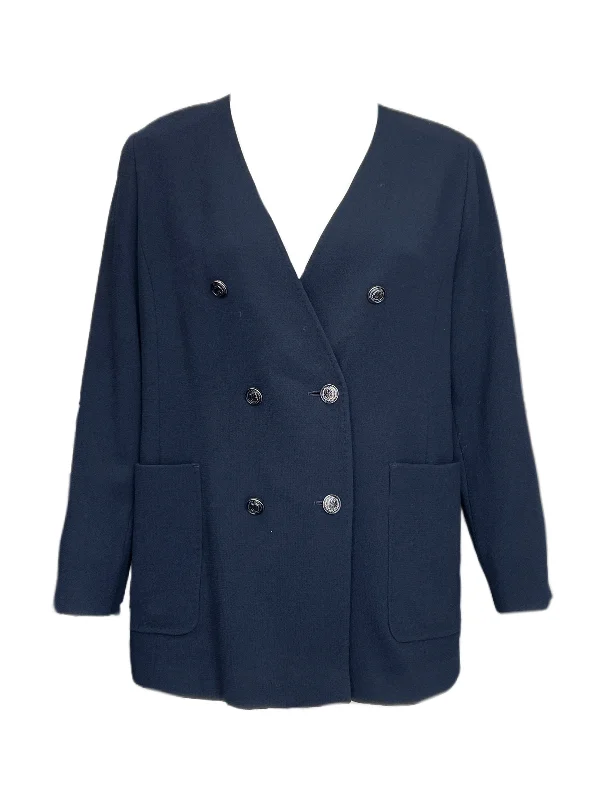 Marina Rinaldi Women's Blue Cardiff Button Closure Jacket NWT A-Line Jacket Boat Neck Shawl Collar Marina Rinaldi Women's Blue Cardiff Button Closure Jacket NWT A-Line Jacket Boat Neck Shawl Collar